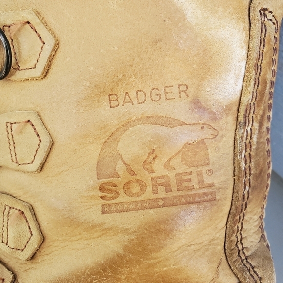 Vintage 90s Sorel Badger Leather Winter Snow Duck Boots Waterproof Wool Liner 10 main image 2